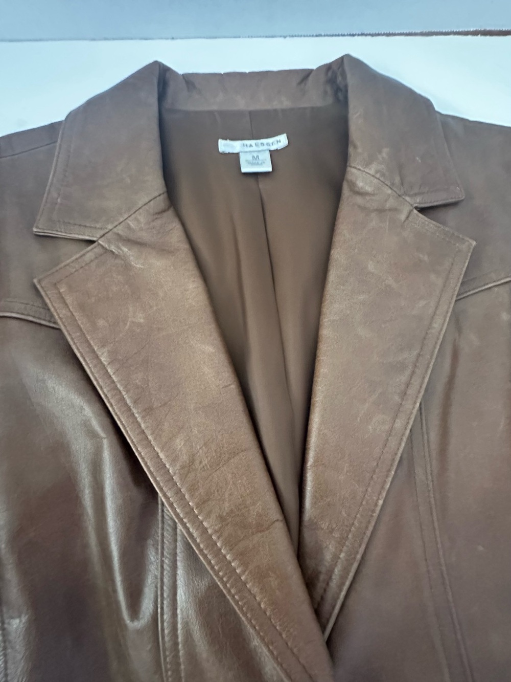 Halogen Brown Leather Blazer Jacket